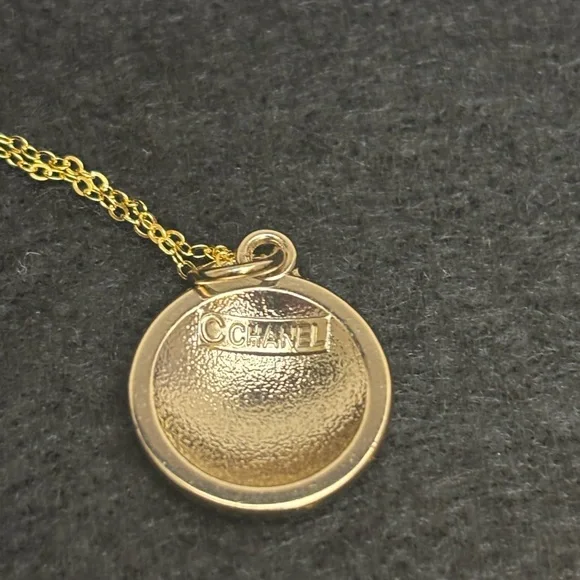 CHANEL Gold-Tone Embossed Double C Rope Medallion Necklace, Upcycled 18 in - Picture 2 of 5